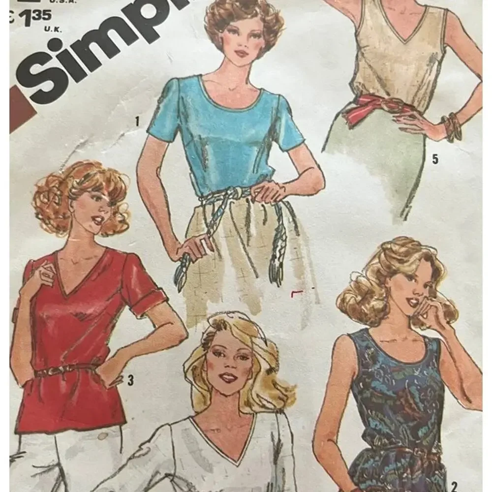 Vtg Top Pattern Miss 14 Simplicity 5380 Tank Comfort Classic Timeless Minimalist